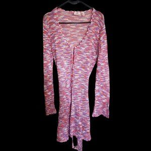 Jennifer Lopez Knit Duster  Purple/Orange/White -XL